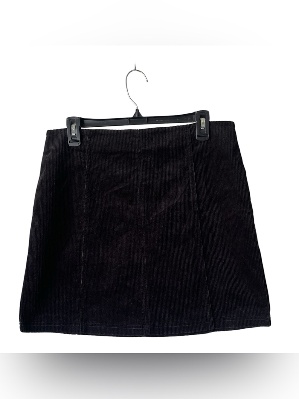 miami Black Corduroy A-Line Mini Skirt